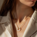 Cerchio Luminoso Necklace — Cuore di Luce – ✨ Cerchio Luminoso — Cuore di Luce 🌟 English Product Description (Luxury Tone) A modern symbol of clarity and balance. The Cerchio Luminoso necklace features a perfectly sculpted circle, illuminated with a constellation 