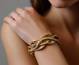 Intreccio di Luce – 18K Gold Bracelet with Pavé Zirconia